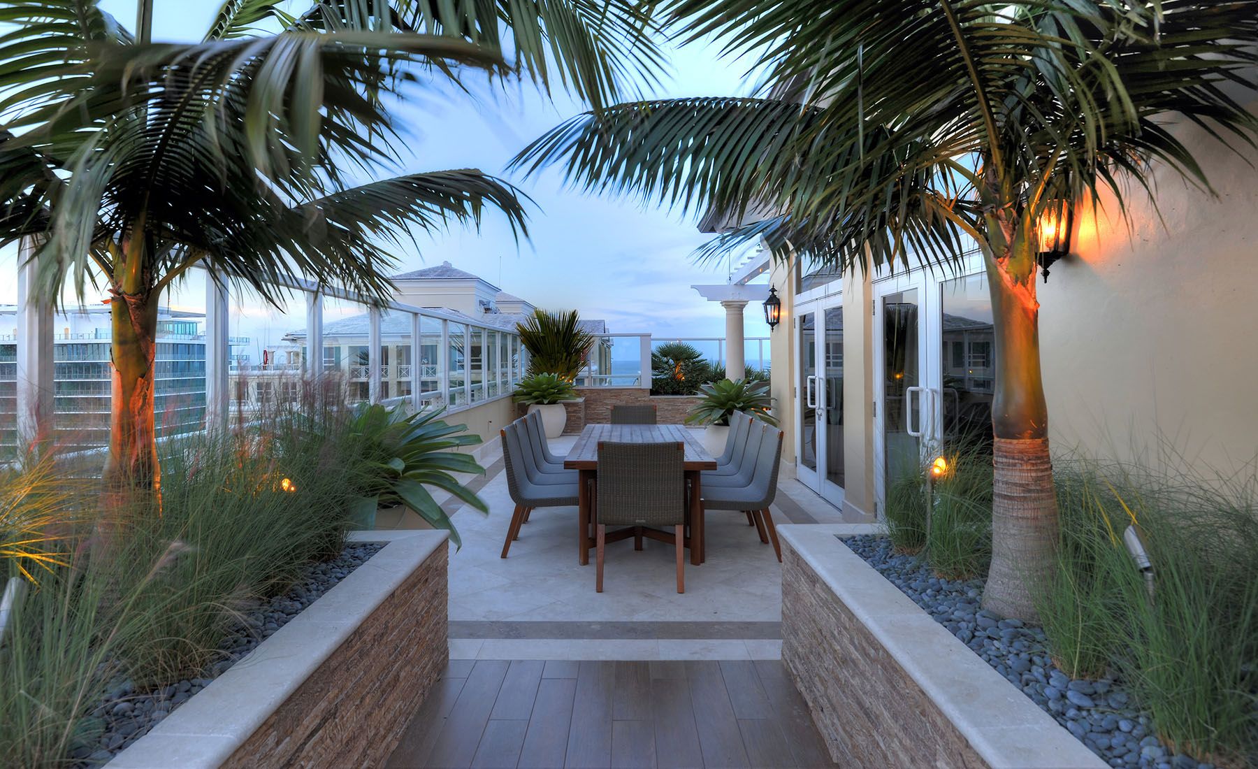 a terrace of the Key Biscayne Penthouse by Landscape Design Workshop