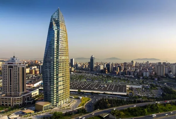 A striking view of the Allianz Tower, a LEED Platinum high-rise in Istanbul
