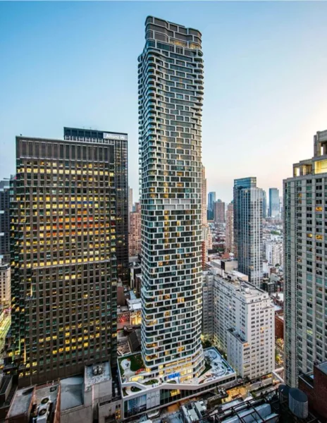 ARO, a striking architectural marvel designed by CetraRuddy Architecture, stands tall in Midtown West, New York