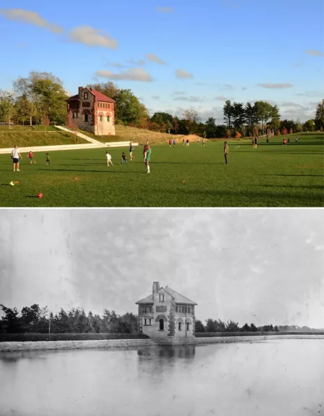 the transformation of Fisher Hill Reservoir Park in Brookline, MA