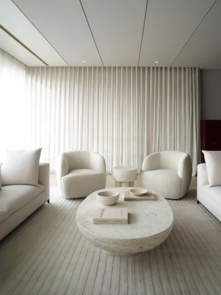 Apartments interior design in an elegant golf club setting.