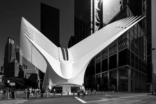 Exterior Architectural Photography of Westfield World Trade Center in monochrome