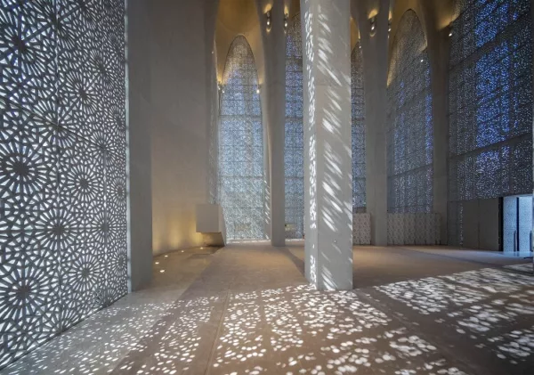 Showcasing how light falls within The Abrahamic House, highlighting the play of light in the architecture.