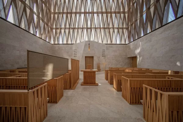 An interior view of The Abrahamic House, showcasing its architectural brilliance.