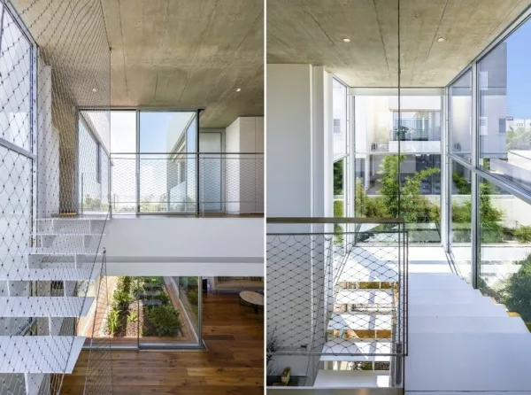 Composite image showing stairways inside The Garden House in the City.