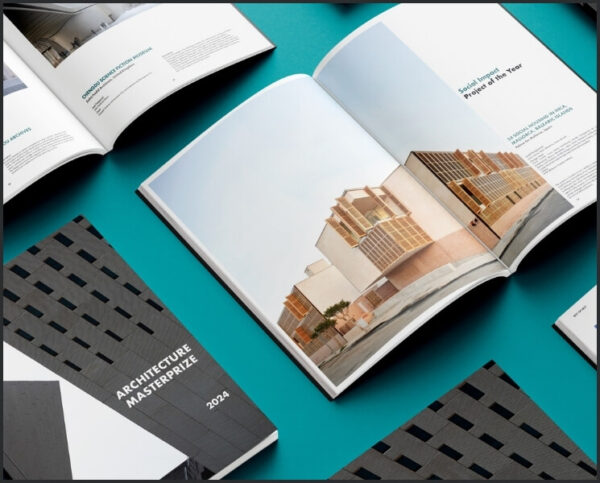 Preview spread of AMP 2024 Book of Winners showing selected winning projects