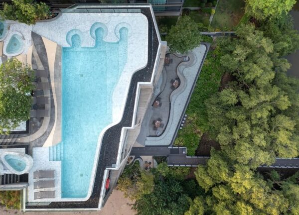 Aerial overview of Bayphere Hotel Pattaya nestled among mangrove clusters and beach