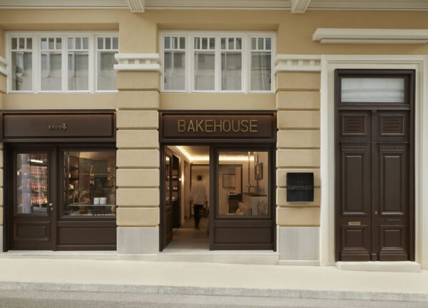 "Exterior street view of ERGON Bakehouse with a welcoming storefront and branded signage.