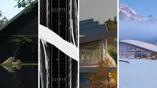 Four images from Architecture Photography MasterPrize past winners, a collage representing excellence in the Architectural Photography Awards.
