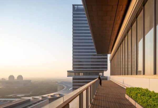 Museum and office towers integrated with outdoor terraces
