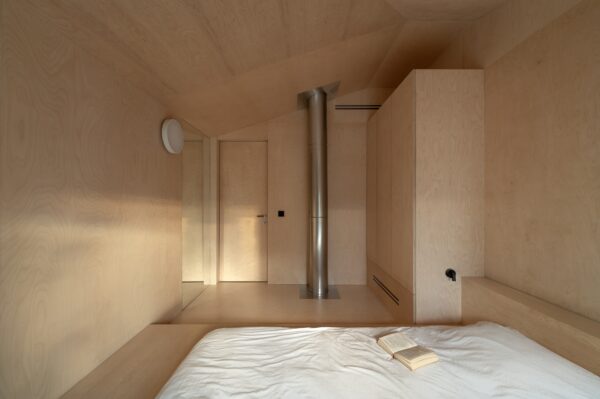 Dzen House interior detail light wood plaster texture Kyiv