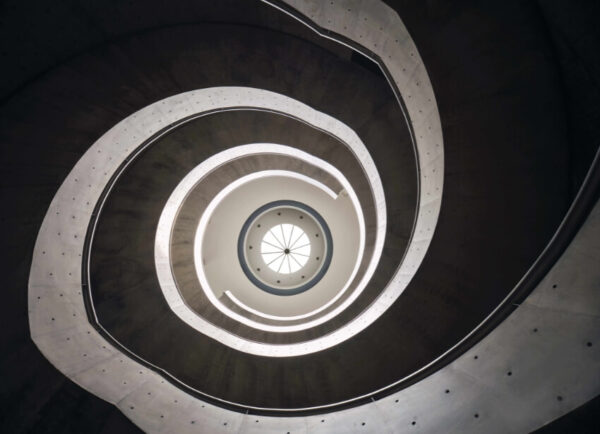 He Art Museum in Shunde, China by Tadao Ando, featuring a double-helix concrete staircase, 2020 Architecture MasterPrize Architectural Design of the Year