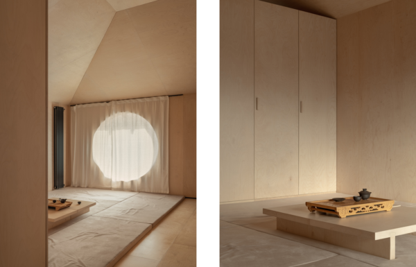 Dzen House interior perspective minimal architecture Shovk