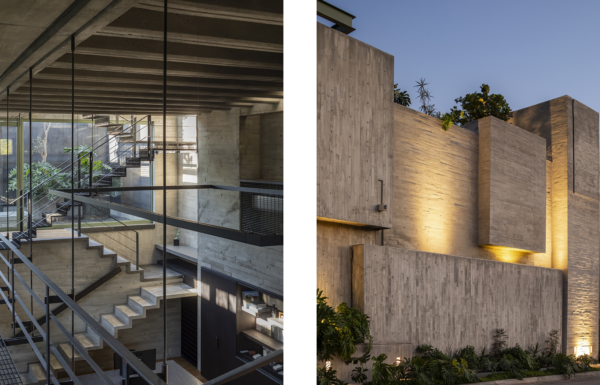 Natural light and shadow effects on concrete facade of Taller Di Frenna Arquitectos