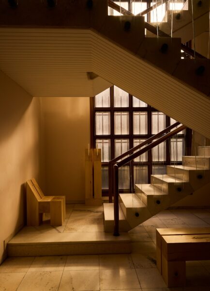 Alcova interior Villa Borsani warm light installation photography