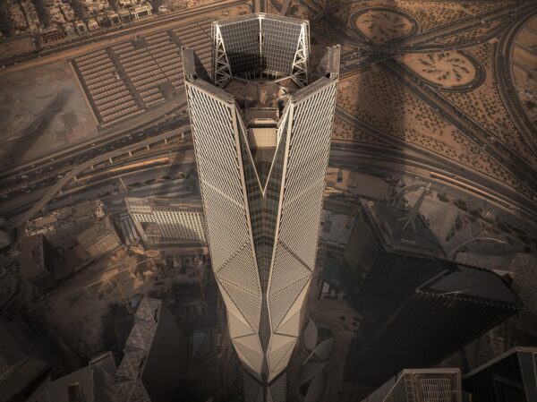 Aerial view of the King Abdullah Financial District in Riyadh photographed by Shoayb Khattab