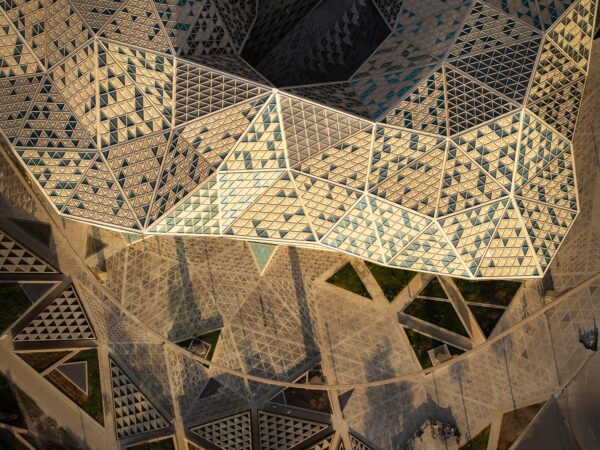 Architectural details and distinctive facades of the King Abdullah Financial District in Riyadh